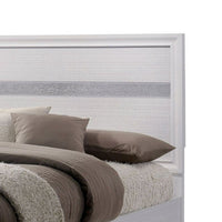 Cevy Full Size Bed, Footboard Drawers, White Wood w Glitter Accents - BM342390