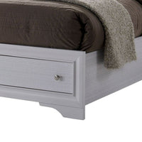 Cevy Full Size Bed, Footboard Drawers, White Wood w Glitter Accents - BM342390