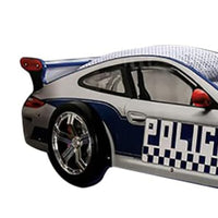 Peri Twin Size Kids Bed with Realistic Police Car Design, White, Blue - BM342391