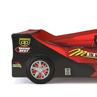 Teri Twin Size Kids Bed with Racecar Decals and Spoiler, Maroon Red - BM342393