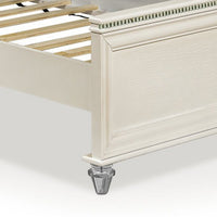 Jisoo Full Size Bed, Pearl White Upholstery, Radial Arch Headboard - BM342395