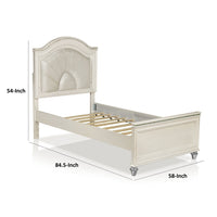 Jisoo Full Size Bed, Pearl White Upholstery, Radial Arch Headboard - BM342395