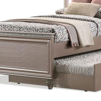 Jisoo Full Size Bed, Rose Gold Upholstery, Radial Arch Headboard - BM342396