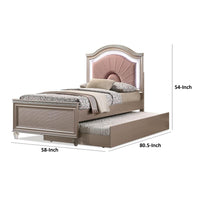 Jisoo Full Size Bed, Rose Gold Upholstery, Radial Arch Headboard - BM342396