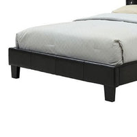 Legy Full Size Bed, Minimalist Button Tufted Black Faux Leather Upholstery - BM342399
