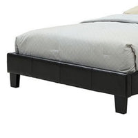 Legy Queen Size Bed, Button Tufted Black Faux Leather Upholstery - BM342400