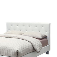 Legy Twin Size Bed, Button Tufted White Faux Leather Upholstery - BM342401