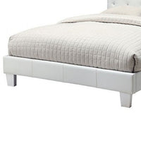 Legy Twin Size Bed, Button Tufted White Faux Leather Upholstery - BM342401