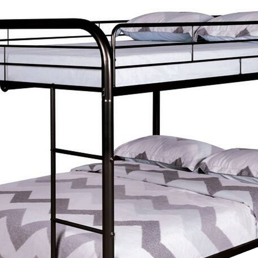 Fegy Full Over Full Bunk Bed, Ladder and Rails, Black Metal Frame - BM342402