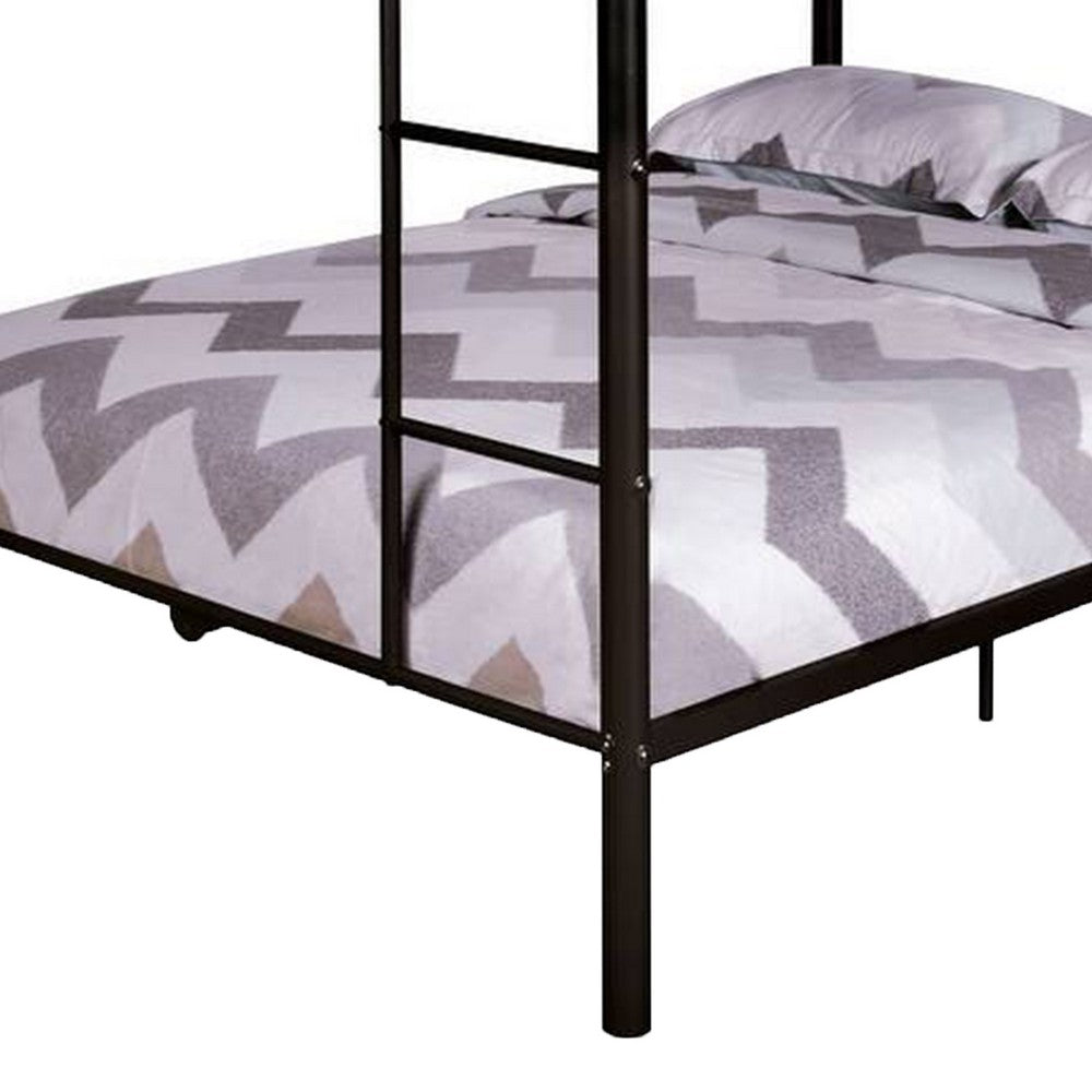 Fegy Full Over Full Bunk Bed, Ladder and Rails, Black Metal Frame - BM342402