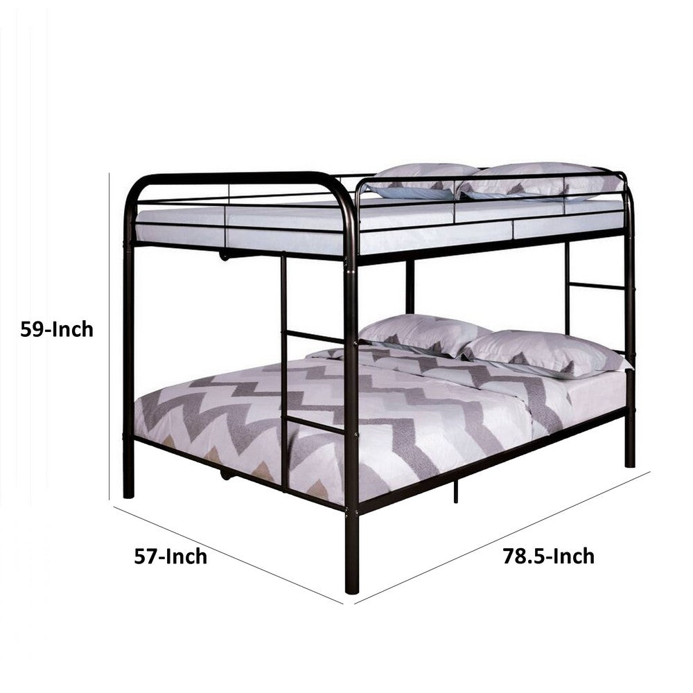Fegy Full Over Full Bunk Bed, Ladder and Rails, Black Metal Frame - BM342402