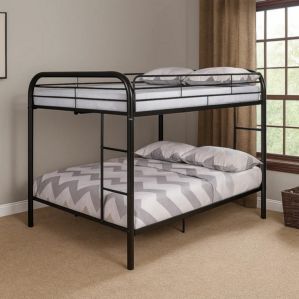 Fegy Full Over Full Bunk Bed, Ladder and Rails, Black Metal Frame - BM342402