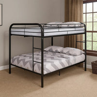 Fegy Full Over Full Bunk Bed, Ladder and Rails, Black Metal Frame - BM342402
