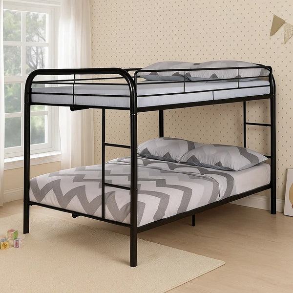 Fegy Full Over Full Bunk Bed, Ladder and Rails, Black Metal Frame - BM342402