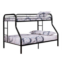 Fegy Twin over Full Bunk Bed with Ladder and Rails, Black Metal Frame - BM342403