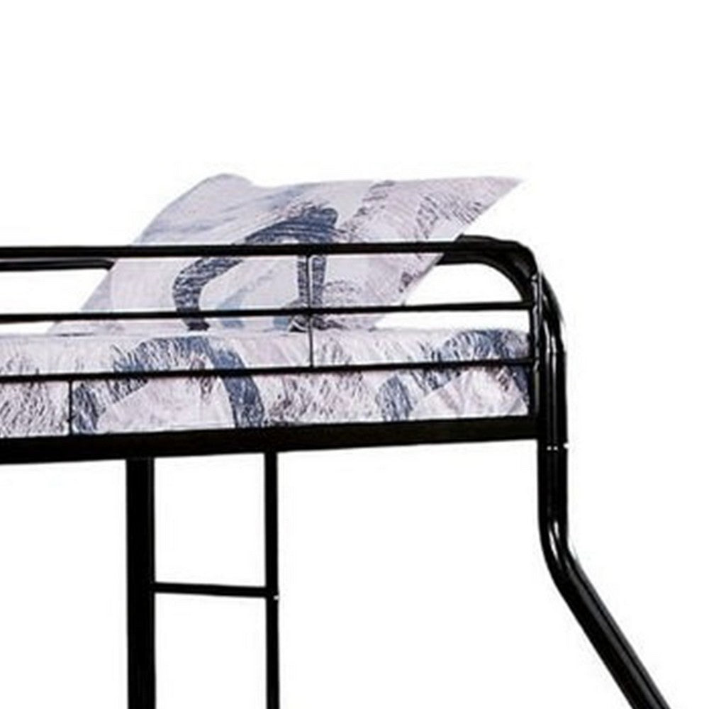Fegy Twin over Full Bunk Bed with Ladder and Rails, Black Metal Frame - BM342403