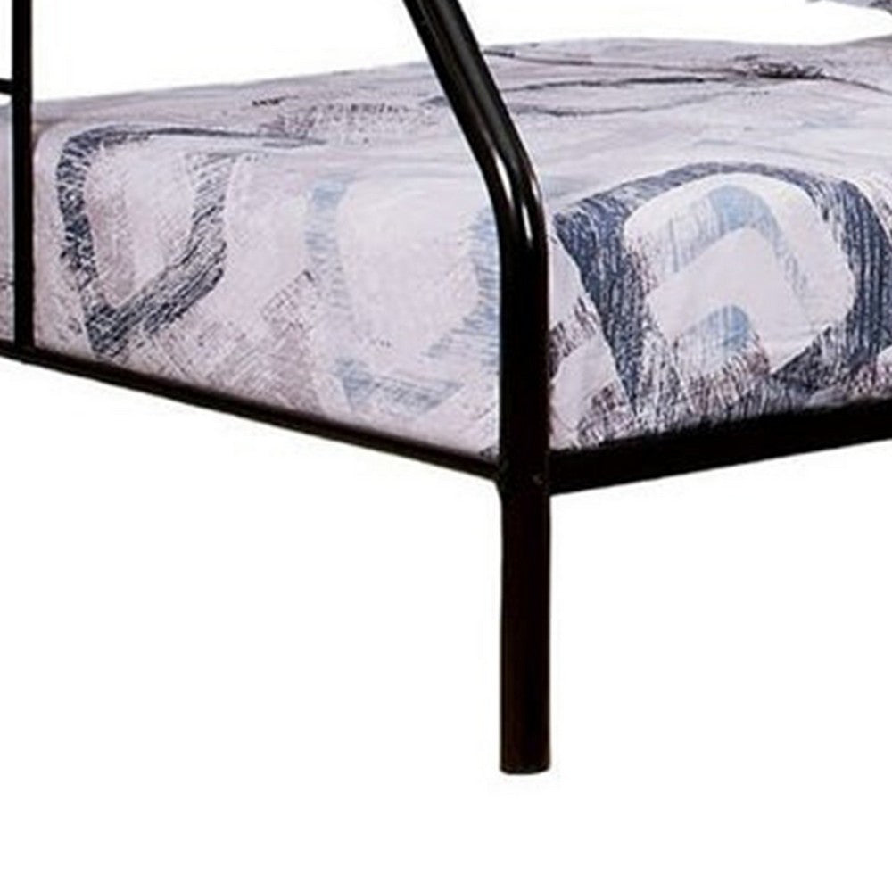 Fegy Twin over Full Bunk Bed with Ladder and Rails, Black Metal Frame - BM342403