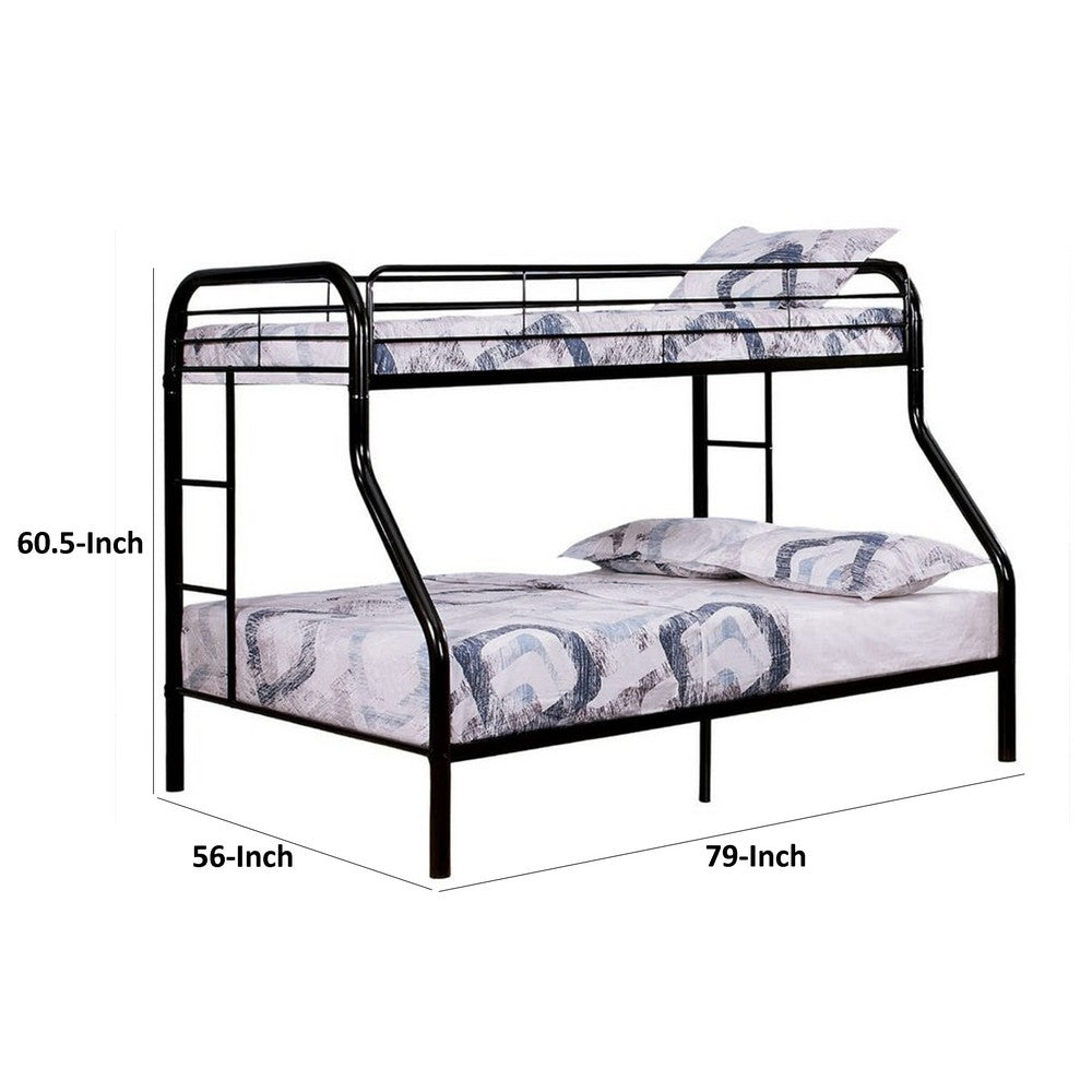 Fegy Twin over Full Bunk Bed with Ladder and Rails, Black Metal Frame - BM342403