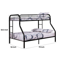 Fegy Twin over Full Bunk Bed with Ladder and Rails, Black Metal Frame - BM342403
