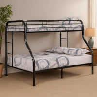 Fegy Twin over Full Bunk Bed with Ladder and Rails, Black Metal Frame - BM342403