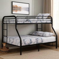 Fegy Twin over Full Bunk Bed with Ladder and Rails, Black Metal Frame - BM342403