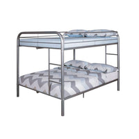 Fegy Full over Full Bunk Bed with Ladder and Rails, Silver Metal Frame - BM342404