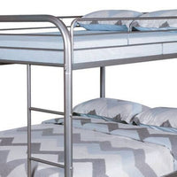 Fegy Full over Full Bunk Bed with Ladder and Rails, Silver Metal Frame - BM342404