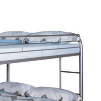 Fegy Full over Full Bunk Bed with Ladder and Rails, Silver Metal Frame - BM342404