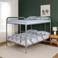 Fegy Full over Full Bunk Bed with Ladder and Rails, Silver Metal Frame - BM342404