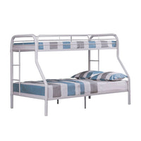Fegy Twin over Full Bunk Bed with Ladder and Rails, Silver Metal Frame - BM342405
