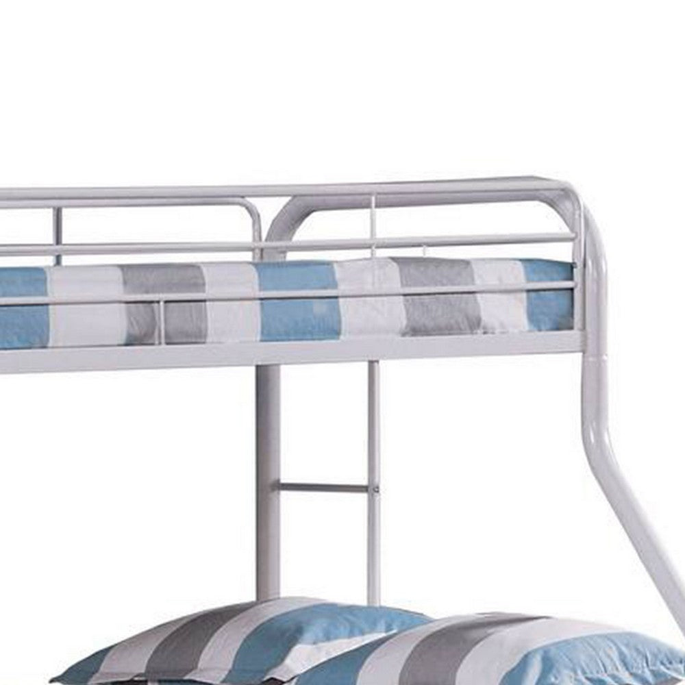 Fegy Twin over Full Bunk Bed with Ladder and Rails, Silver Metal Frame - BM342405
