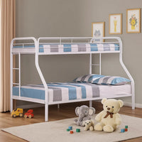 Fegy Twin over Full Bunk Bed with Ladder and Rails, Silver Metal Frame - BM342405