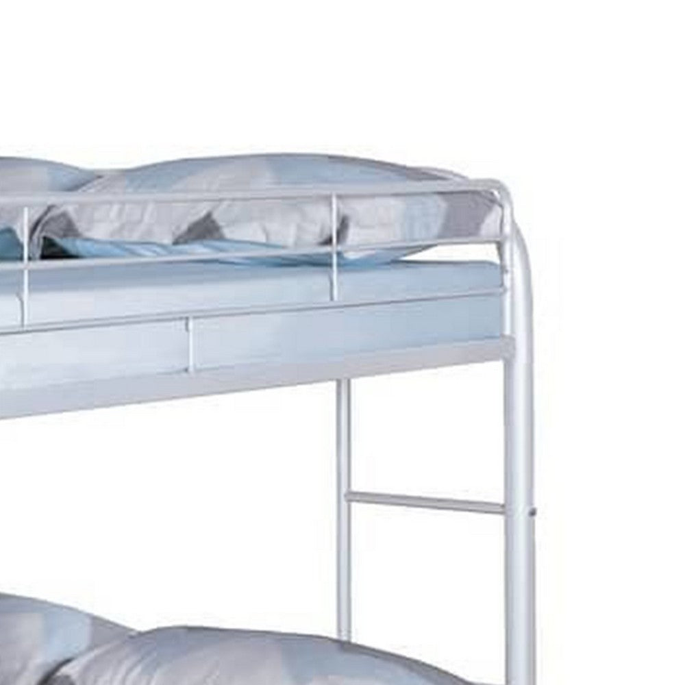 Fegy Full over Full Bunk Bed with Ladder and Rails, White Metal Frame - BM342406