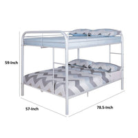 Fegy Full over Full Bunk Bed with Ladder and Rails, White Metal Frame - BM342406