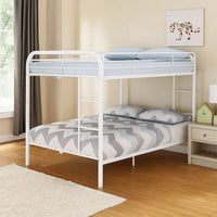 Fegy Full over Full Bunk Bed with Ladder and Rails, White Metal Frame - BM342406