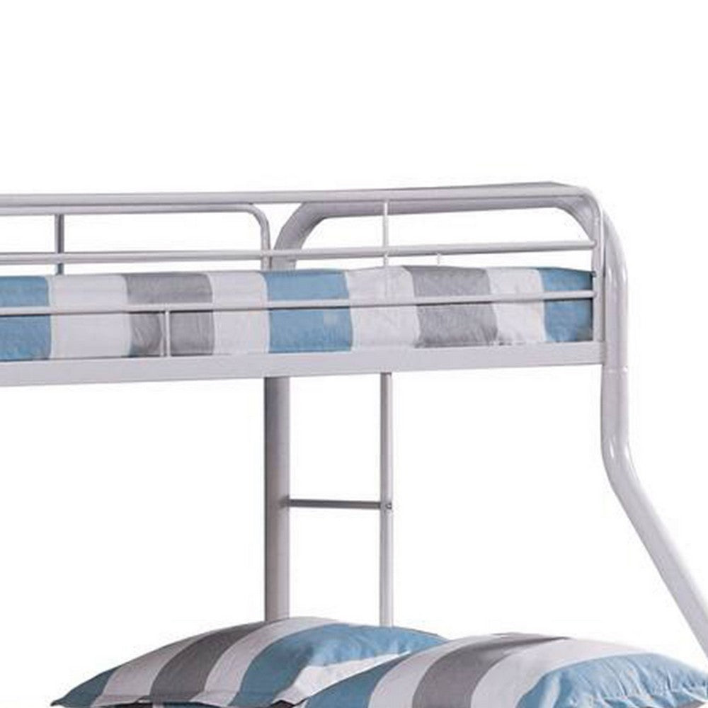 Fegy Twin over Full Bunk Bed with Ladder and Rails, White Metal Frame - BM342407