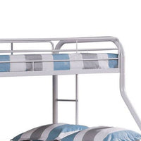 Fegy Twin over Full Bunk Bed with Ladder and Rails, White Metal Frame - BM342407