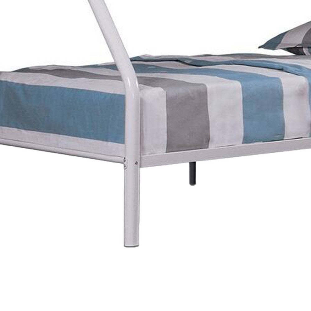 Fegy Twin over Full Bunk Bed with Ladder and Rails, White Metal Frame - BM342407