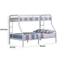 Fegy Twin over Full Bunk Bed with Ladder and Rails, White Metal Frame - BM342407