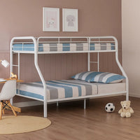 Fegy Twin over Full Bunk Bed with Ladder and Rails, White Metal Frame - BM342407
