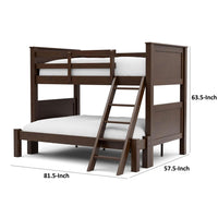 Zedy Twin over Full Bunk Bed with Ladder and Guardrails, Walnut Brown - BM342408