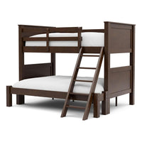Zedy Twin over Twin Bunk Bed, Ladder and Guardrails, Walnut Brown Wood - BM342409