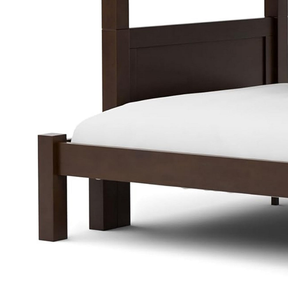 Zedy Twin over Twin Bunk Bed, Ladder and Guardrails, Walnut Brown Wood - BM342409