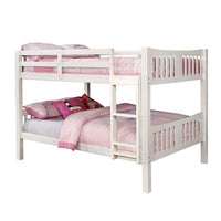 Nedy Full over Full Bunk Bed with Attached Ladder, White Solid Wood - BM342410