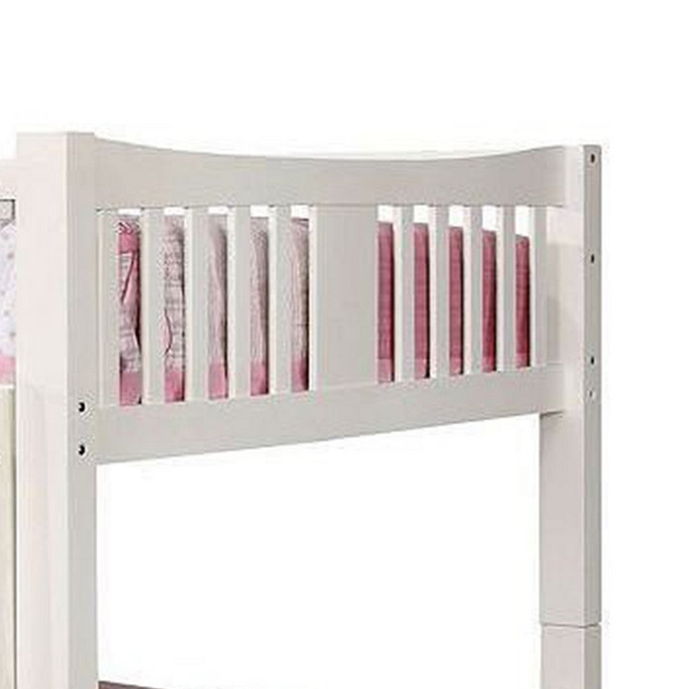 Nedy Full over Full Bunk Bed with Attached Ladder, White Solid Wood - BM342410