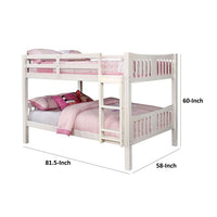 Nedy Full over Full Bunk Bed with Attached Ladder, White Solid Wood - BM342410