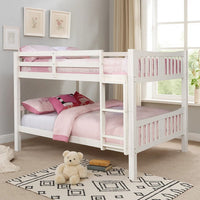 Nedy Full over Full Bunk Bed with Attached Ladder, White Solid Wood - BM342410