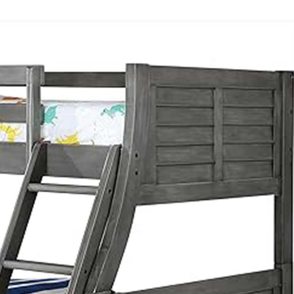Hedy Twin Over Full Bunk Bed with Reversible Ladder, Rustic Gray - BM342411
