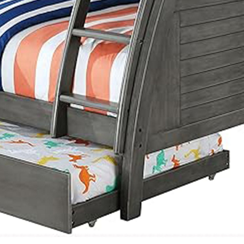 Hedy Twin Over Full Bunk Bed with Reversible Ladder, Rustic Gray - BM342411