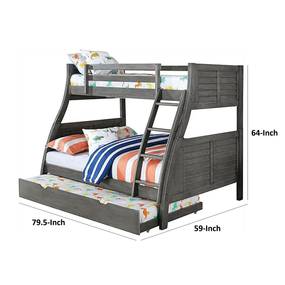 Hedy Twin Over Full Bunk Bed with Reversible Ladder, Rustic Gray - BM342411